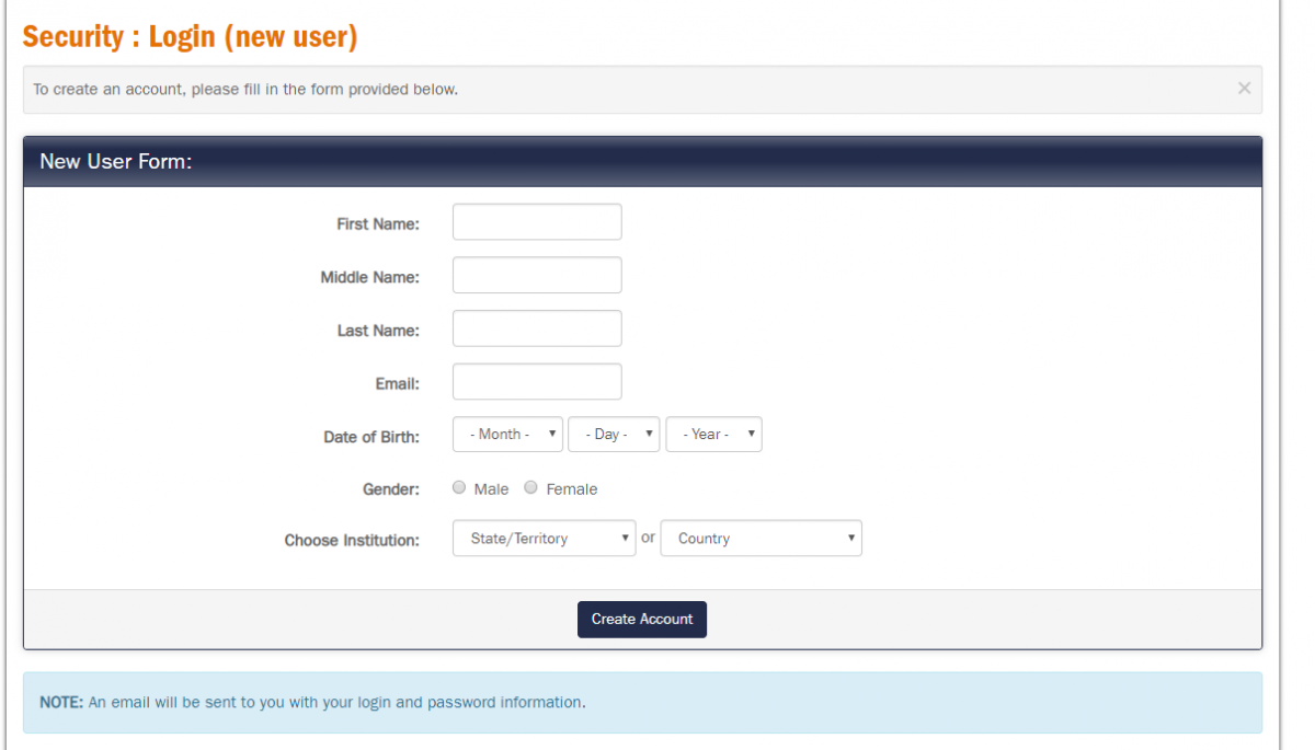 Education Abroad New User form